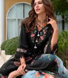 Women Floral Embroidered Thread Work Silk Kurta with Trousers & With Dupatta