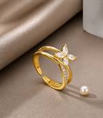 Gold cubic zirconia gold plated finger ring for women