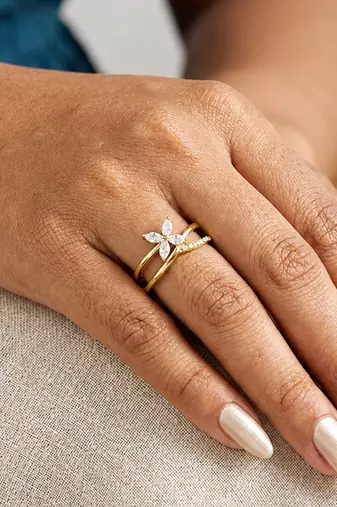 Gold cubic zirconia gold plated finger ring for women
