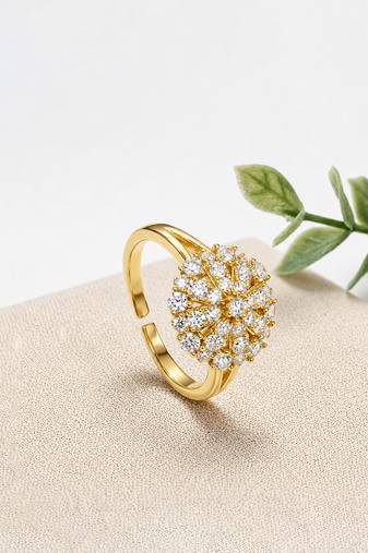 Gold cubic zirconia gold plated finger ring for women