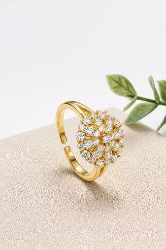 Gold cubic zirconia gold plated finger ring for women