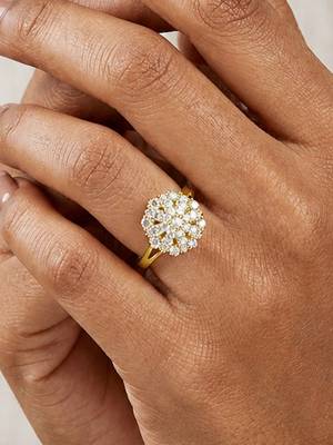 Gold cubic zirconia gold plated finger ring for women 2
