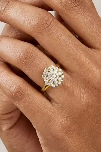 Gold cubic zirconia gold plated finger ring for women