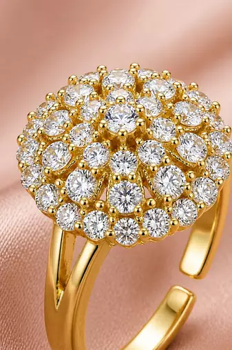 Gold cubic zirconia gold plated finger ring for women