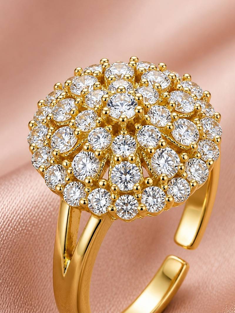 Gold cubic zirconia gold plated finger ring for women