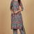 Floral printed cotton round neck kurta trouser & dupatta set