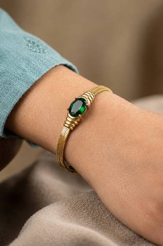 Gold cubic zirconia gold plated bracelet for women
