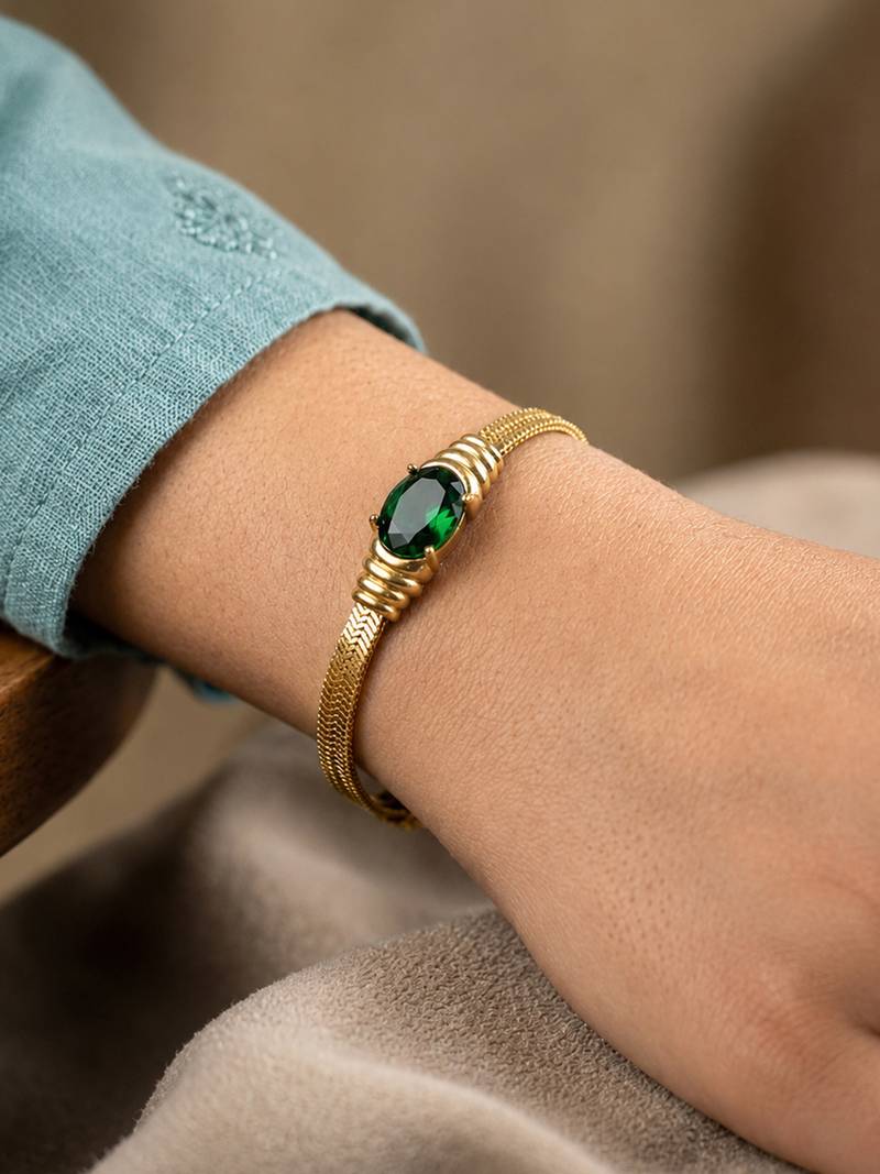 Gold cubic zirconia gold plated bracelet for women