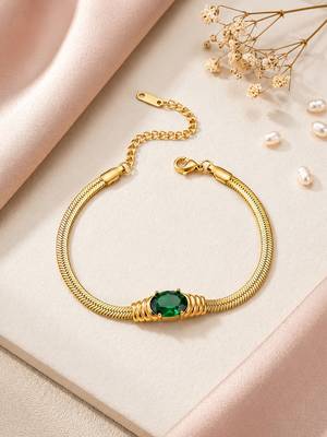Gold cubic zirconia gold plated bracelet for women 2
