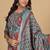 Floral printed cotton round neck kurta trouser & dupatta set