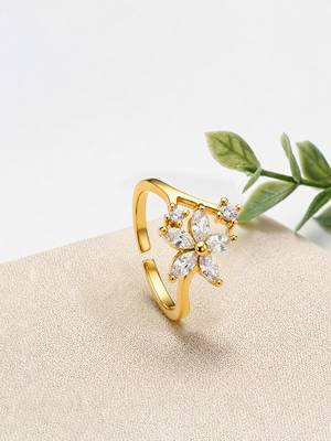 Gold cubic zirconia gold plated finger ring for women 1