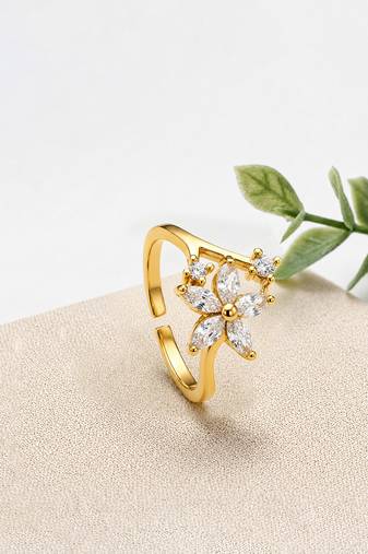 Gold cubic zirconia gold plated finger ring for women