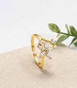 Gold cubic zirconia gold plated finger ring for women