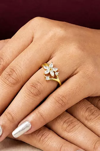 Gold cubic zirconia gold plated finger ring for women