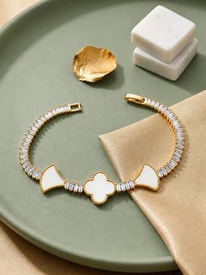 Gold cubic zirconia gold plated bracelet for women 2