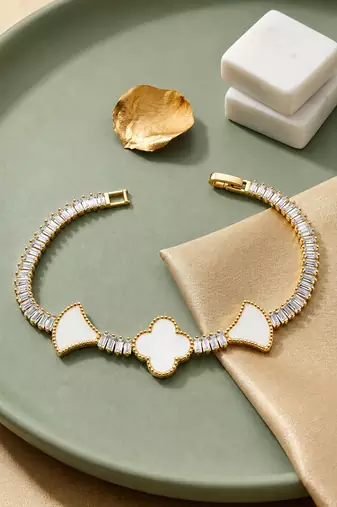 Gold cubic zirconia gold plated bracelet for women