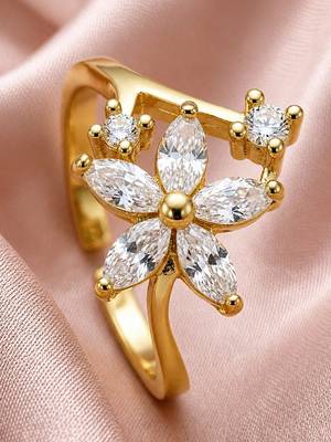 Gold cubic zirconia gold plated finger ring for women 3