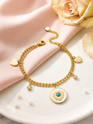 Gold cubic zirconia gold plated bracelet for women 2