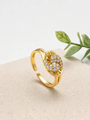 Gold cubic zirconia gold plated finger ring for women 1