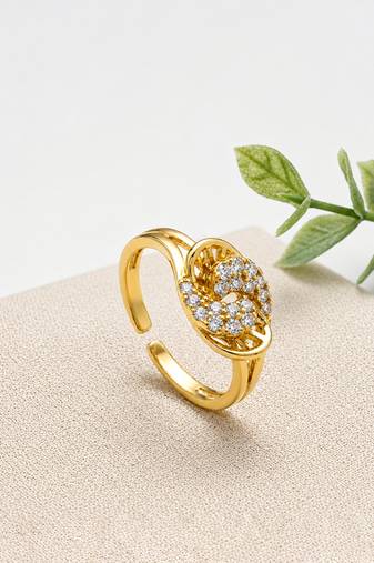 Gold cubic zirconia gold plated finger ring for women
