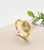 Gold cubic zirconia gold plated finger ring for women