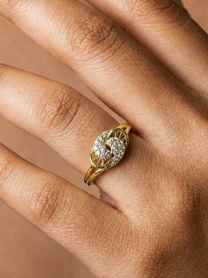 Gold cubic zirconia gold plated finger ring for women 2