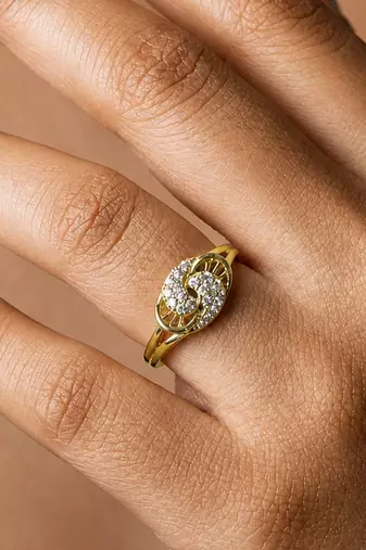 Gold cubic zirconia gold plated finger ring for women