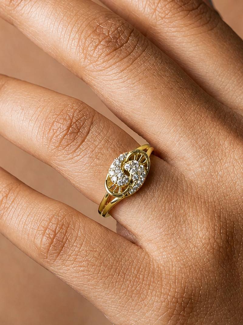 Gold cubic zirconia gold plated finger ring for women