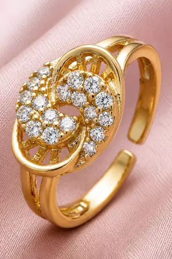 Gold cubic zirconia gold plated finger ring for women