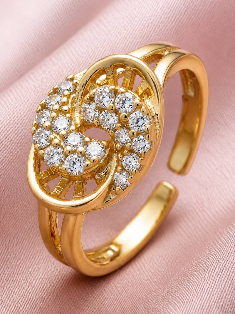 Gold cubic zirconia gold plated finger ring for women