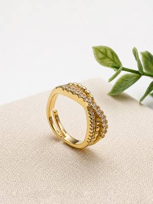 Gold cubic zirconia gold plated finger ring for women 1