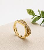 Gold cubic zirconia gold plated finger ring for women
