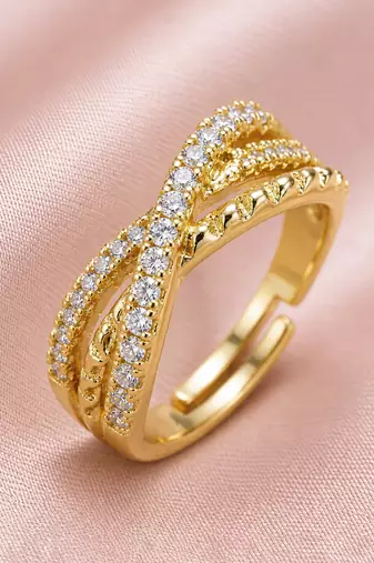 Gold cubic zirconia gold plated finger ring for women