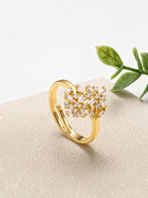 Gold cubic zirconia gold plated finger ring for women 1