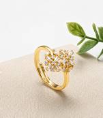 Gold cubic zirconia gold plated finger ring for women
