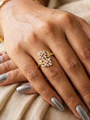 Gold cubic zirconia gold plated finger ring for women 2