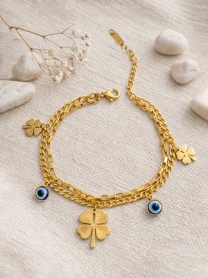 Gold cubic zirconia gold plated bracelet for women 2