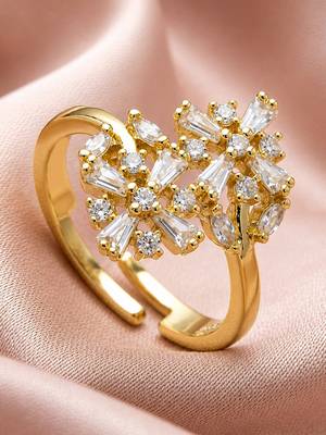 Gold cubic zirconia gold plated finger ring for women 3
