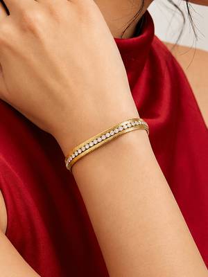 Gold cubic zirconia gold plated bracelet for women 1