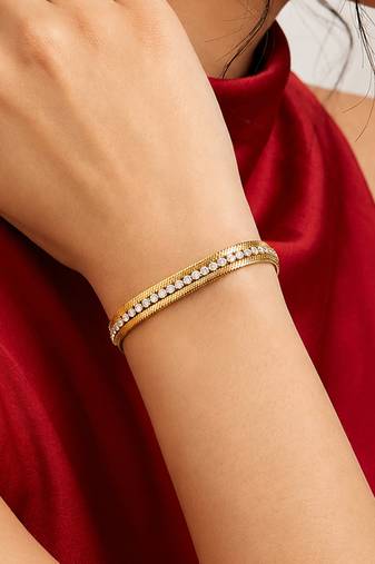 Gold cubic zirconia gold plated bracelet for women