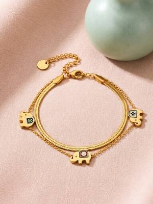 Gold cubic zirconia gold plated bracelet for women 2