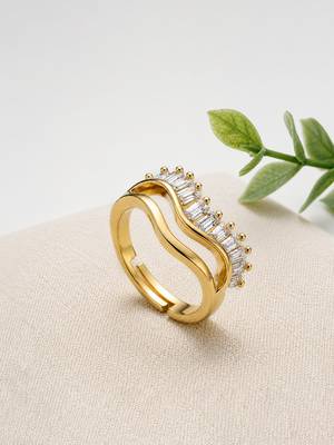 Gold cubic zirconia gold plated finger ring for women 1