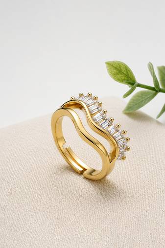 Gold cubic zirconia gold plated finger ring for women