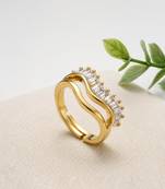 Gold cubic zirconia gold plated finger ring for women