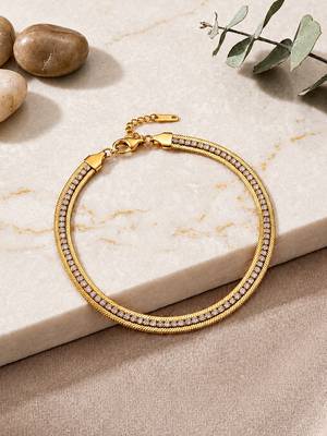 Gold cubic zirconia gold plated bracelet for women 2