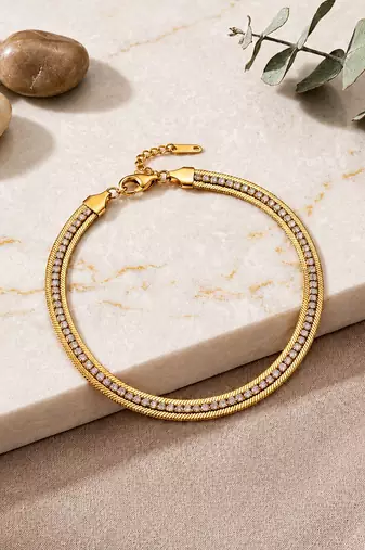 Gold cubic zirconia gold plated bracelet for women