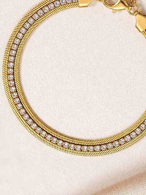 Gold cubic zirconia gold plated bracelet for women 3