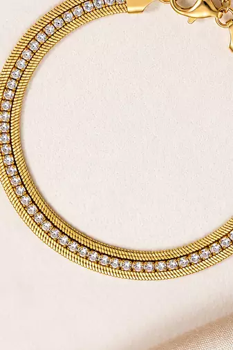 Gold cubic zirconia gold plated bracelet for women
