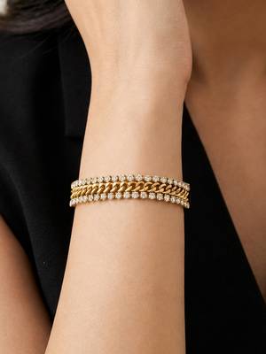 Gold cubic zirconia gold plated bracelet for women 1
