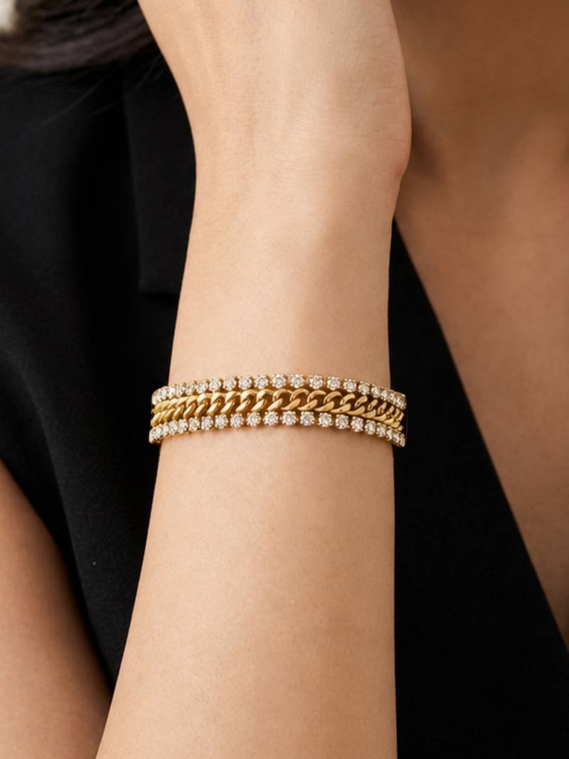 Gold cubic zirconia gold plated bracelet for women